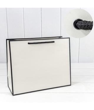 Пакет подарочный "Рамка узкая" Белый/Чёрный 32*26*13 230г 1/20 1/240