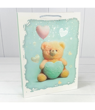 Пакет подарочный с тиснением "Мишки" (микс 314) 30*41,5*12 210г 1/20 1/80