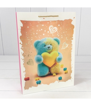 Пакет подарочный с тиснением "Мишки" (микс 314) 30*41,5*12 210г 1/20 1/80