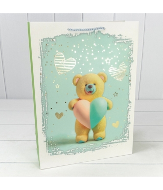 Пакет подарочный с тиснением "Мишки" (микс 314) 30*41,5*12 210г 1/20 1/80