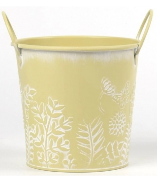 Декоративное кашпо "Летний луг" 18,5XD16,5XH15,5/19,5СМ BD13СМ, св.желтый, металл