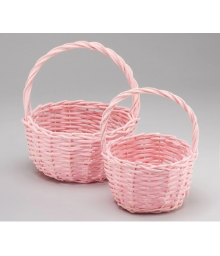 Набор корзин плетеных (ива), D24x13/26 см, D18x11/23 см, 2 шт., розовый