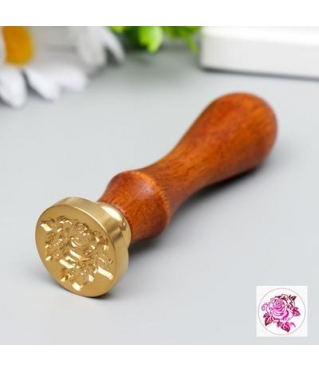 Печать для сургуча с деревянной ручкой "Королевская роза" 9х2,5х2,5 см