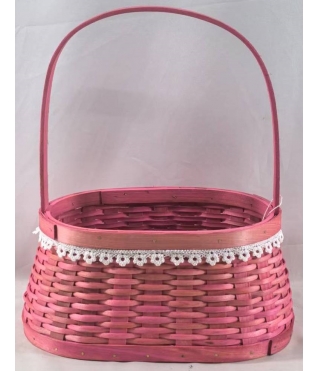 Корзина плетеная (секвойя), 21x14x10/29 B:26,5x17 см, 1 шт., розовый