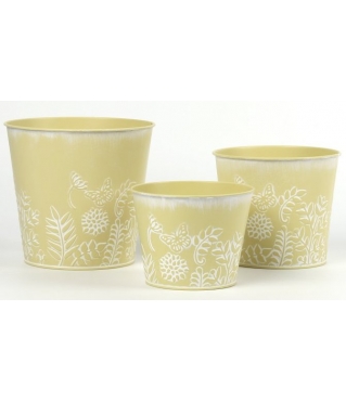 Набор декоративных кашпо D17,5XH16CM BD13CM; D15XH13,5CM BD12CM; D13,5XH10,5CM BD10CM, 3 шт., св.желтый