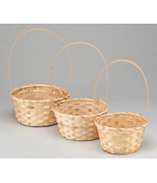 Набор корзин плетеных (бамбук), D16xH10/32 см, D18xH10/34 см, D21xH10/36 см, 3 шт., натуральный