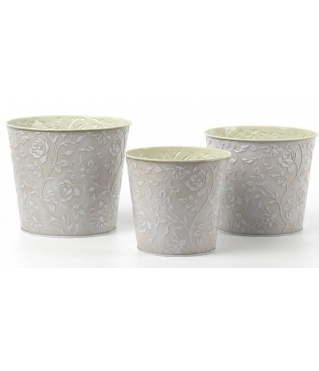 Набор декоративных кашпо 17X14.5CM B13,15X13.5CM B12,13.5X12.3CM B10, 3 шт., св.серый, металл