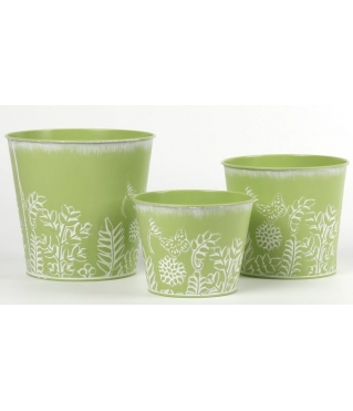 Набор декоративных кашпо D17,5XH16CM BD13CM; D15XH13,5CM BD12CM; D13,5XH10,5CM BD10CM, 3 шт., зеленый
