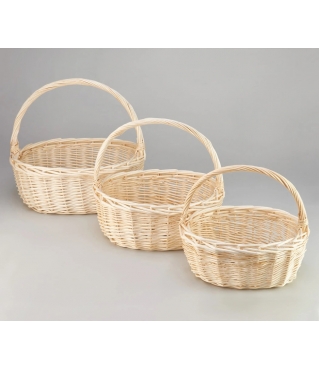 Набор корзин (ива), 44*34*17*42CM, 38*29*15.5*37CM, 32*23*14*32CM, 3 шт.,выбеленный