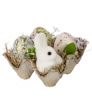 Композиция с пасхальными яйцами и кроликом, L10,5 W10 H8,5 см