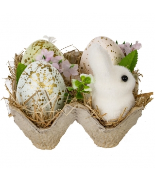 Композиция с пасхальными яйцами и кроликом, L10,5 W10 H8,5 см
