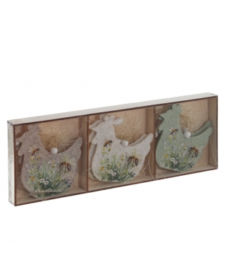 Набор из 6-ти подвесных украшений Курица, L25 W9 H1,5 см