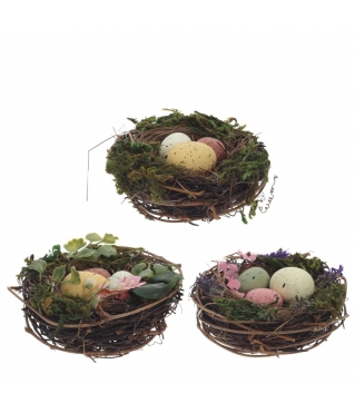 Набор из 3-х украшений Пасхальное гнездо, L33 W10 H5 см