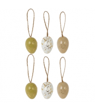 Набор из 6-ти подвесных украшений Яйцо (4 x 6 см), L14 W15 H5 см