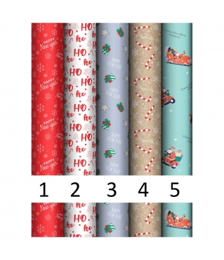 Упаковочная бумага глянц. 70*100см, "Ho ho", 80г/м2, дизайн 3