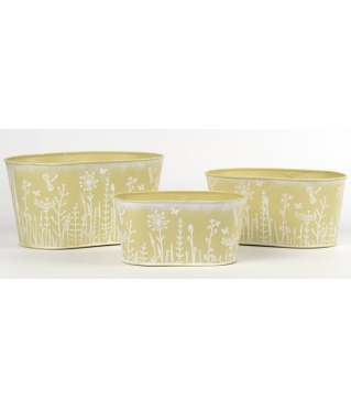 Набор декоративных кашпо 26X16XH13CM B22X12,5CM; 23X14,5XH11CM B20X11,5CM; 19X11,5XH9,5CM B16,5X9CM, 3 шт., св.желтый