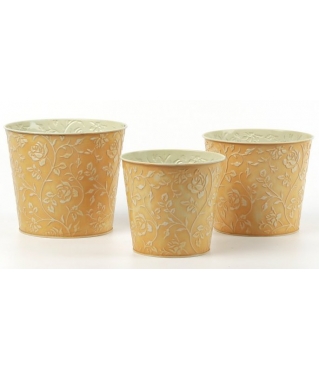 Набор декоративных кашпо 17X14.5CM B13,15X13.5CM B12,13.5X12.3CM B10, 3 шт., желтый, металл