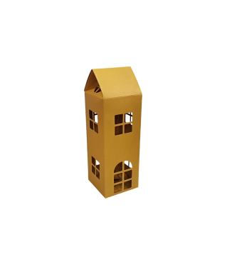 Коробка-домик 75*75*180 мм (до крыши) мм ( до крыши), золотистая