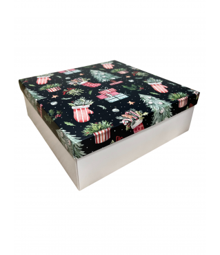 Коробка подарочная 200*200*70 мм, дизайн МО2025-11 с белым дном