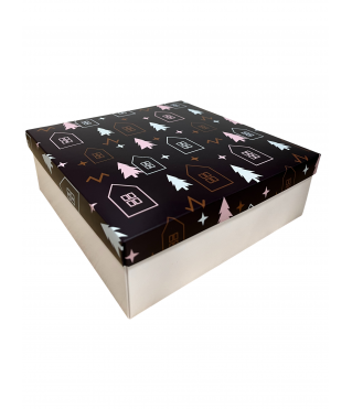 Коробка подарочная 200*200*100 мм, дизайн МО2025-9 с белым дном