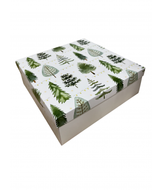 Коробка подарочная 270*180*50 мм, дизайн МО2025-7 с крафт/белым дном