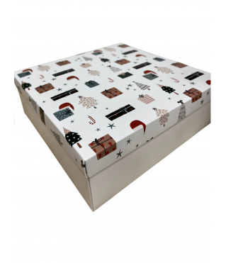 Коробка подарочная 270*180*50 мм, дизайн МО2025-4 с крафт/белым дном