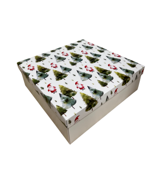 Коробка подарочная 200*200*70 мм, дизайн МО2025-2 с белым дном