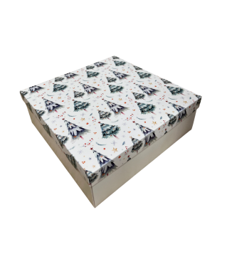 Коробка подарочная 270*180*50 мм, дизайн МО2025-8 с крафт/белым дном