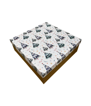 Коробка подарочная 200*200*70 мм, дизайн МО2025-8 с крафт дном