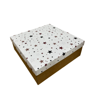 Коробка подарочная 200*200*70 мм, дизайн МО2025-3 с крафт дном