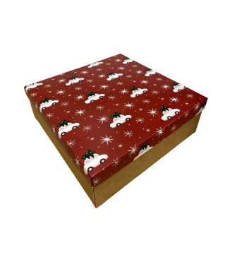 Коробка подарочная 270*180*50 мм, дизайн МО2025-13 с крафт/белым дном