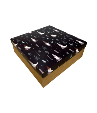 Коробка подарочная 200*200*70 мм, дизайн МО2025-1 с крафт дном