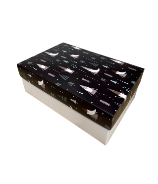 Коробка подарочная 230*150*80 мм, дизайн МО2025-1 с белым дном