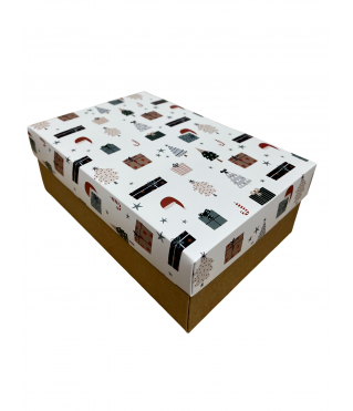 Коробка подарочная 180*110*70 мм, дизайн МО2025-4 с крафт дном