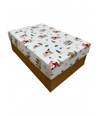 Коробка подарочная 180*110*70 мм, дизайн МО2025-5 с крафт дном