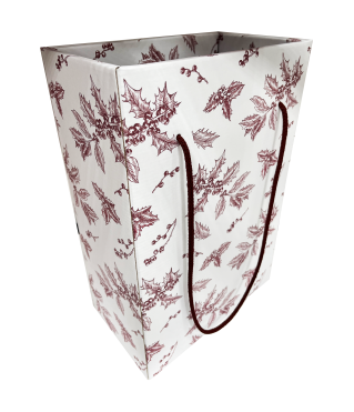 Коробка-пакет для транспортировки цветов/подарков 245*140*360 мм, красные узоры