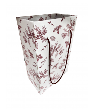 Коробка-пакет для транспортировки цветов/подарков 220*120*310 мм, красные узоры