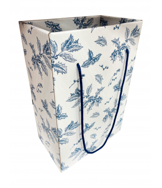 Коробка-пакет для транспортировки цветов/подарков 245*140*360 мм, синие узоры