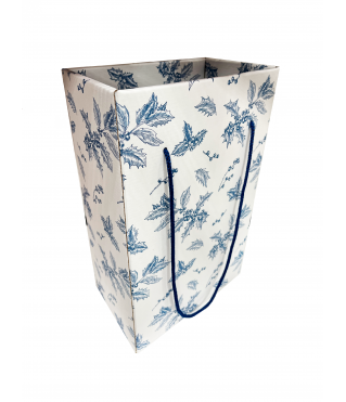 Коробка-пакет для транспортировки цветов/подарков 220*120*310 мм, синие узоры