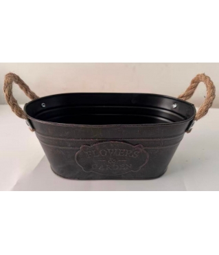 Кашпо металлическое 24*13*10  19*9 , 1 шт., черный