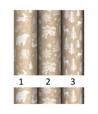 Упаковочная бумага глянц. 70*100см, "Winter forest", 70г/м2, дизайн 1