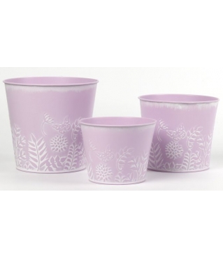 Набор декоративных кашпо D17,5XH16CM BD13CM; D15XH13,5CM BD12CM; D13,5XH10,5CM BD10CM, 3 шт., св.сиреневый