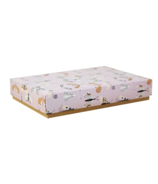 Коробка подарочная 230*150*40 мм, дизайн МО2024-10, крафт/белое дно
