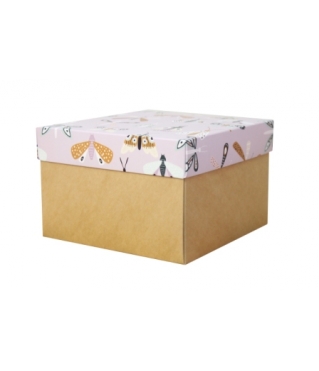 Коробка подарочная 200*200*70 мм, дизайн МО2024-10 с крафт дном