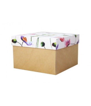Коробка подарочная 200*200*70 мм, дизайн МО2024-5 с крафт дном