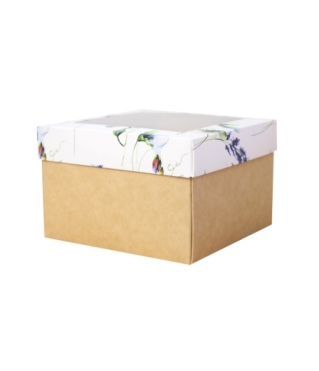 Коробка подарочная с окном 170*170*70 мм, дизайн МО2024-6 с крафт дном