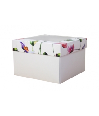Коробка подарочная с окном 150*150*100 мм, дизайн МО2024-5 с белым дном