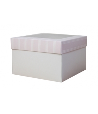 Коробка подарочная с окном 150*150*100 мм, дизайн МО2024-14 с белым дном