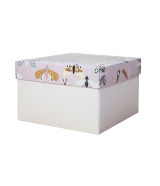 Коробка подарочная с окном 150*150*100 мм, дизайн МО2024-10 с белым дном