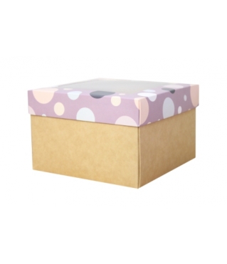 Коробка подарочная с окном 170*170*70 мм, дизайн МО2024-11 с крафт дном